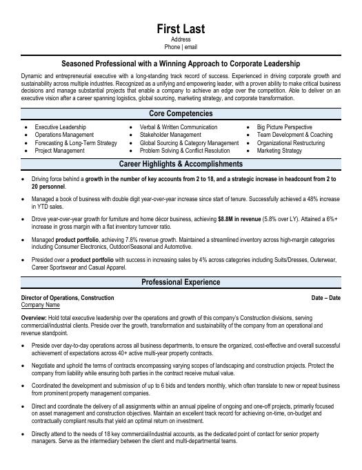 Executive Resume Templates, Samples & Examples | Resume Templates 101