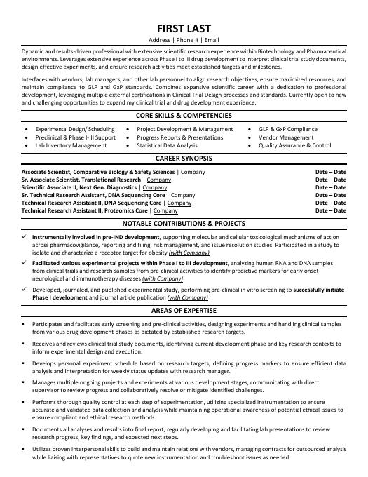 Science Resume Templates, Samples & Examples | Resume Templates 101