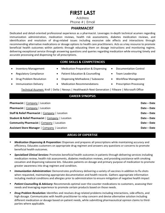 Pharmaceutical Resume Templates, Samples & Examples | Resume Templates 101